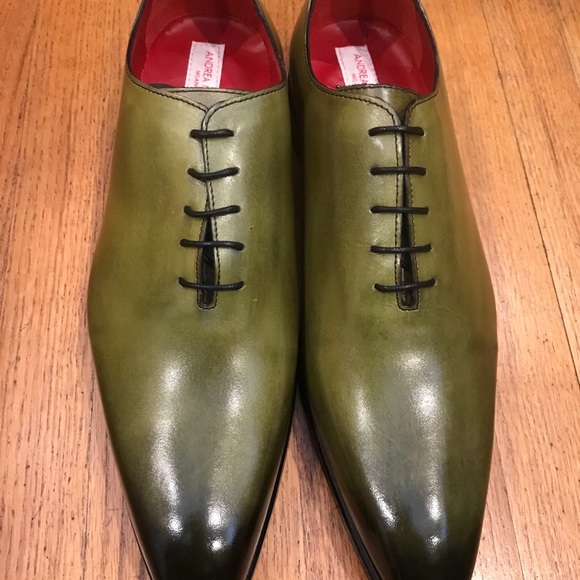Emerald green all leather handmade lace up dress shoes size 45/46 made in Italy